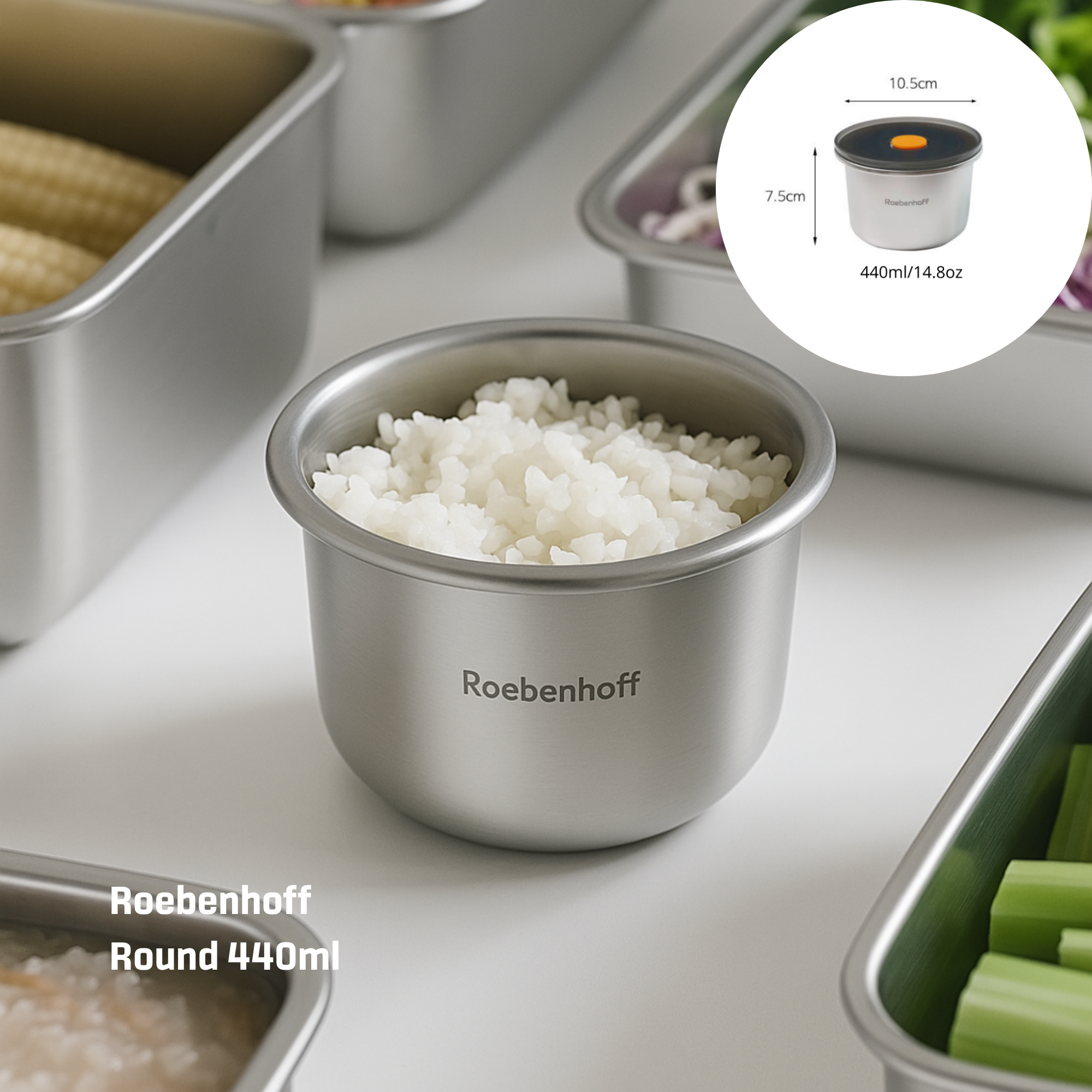 Roebenhoff 316 airtight food container 440ml (Round)