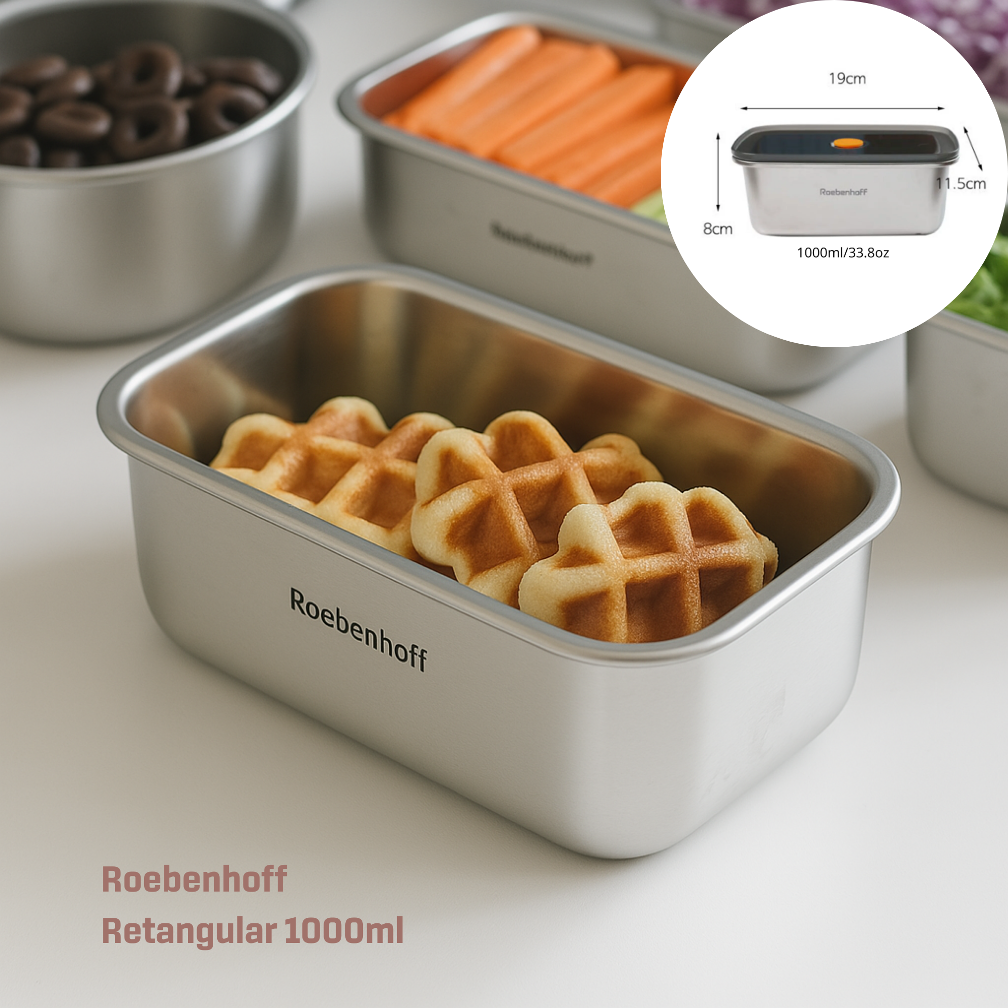 Roebenhoff 316 airtight food container 1000ml (Rectangle)