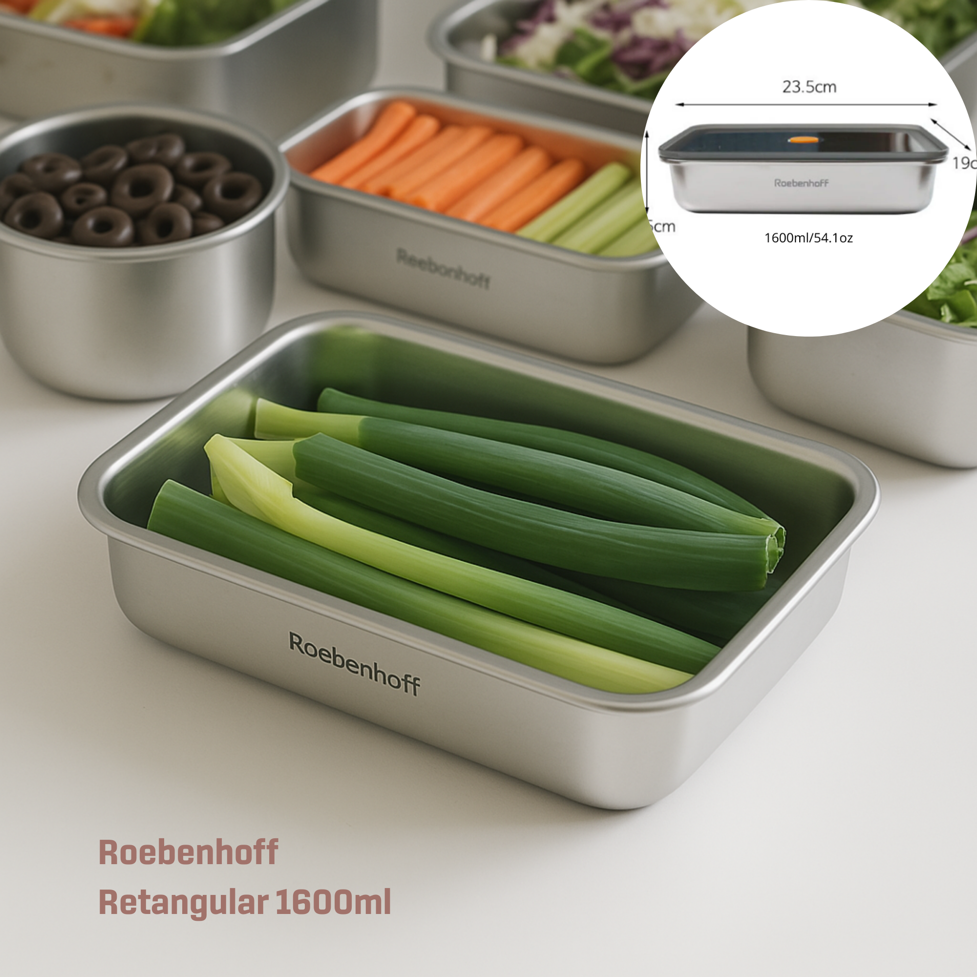 Roebenhoff 316 airtight food container 1600ml (Rectangle)