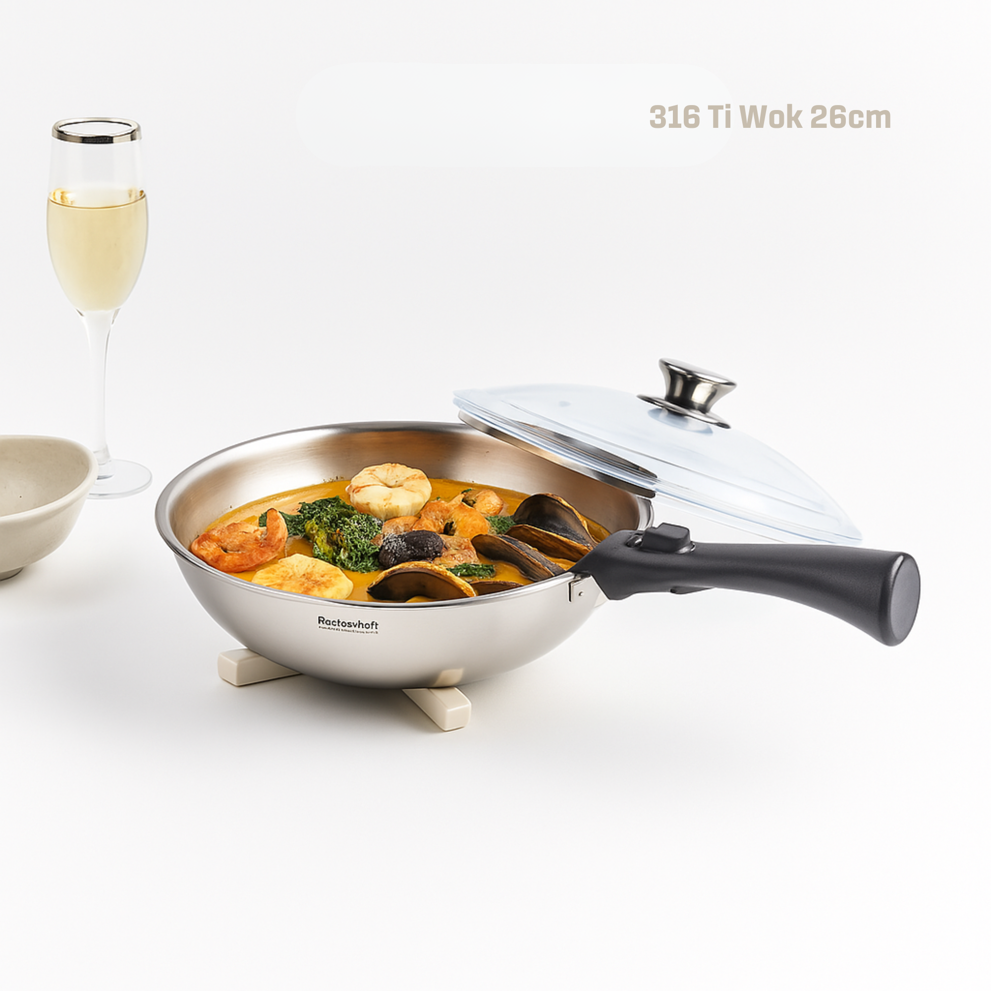 Roebenhoff - 316Ti Stainless Steel Wok 26 cm with lid