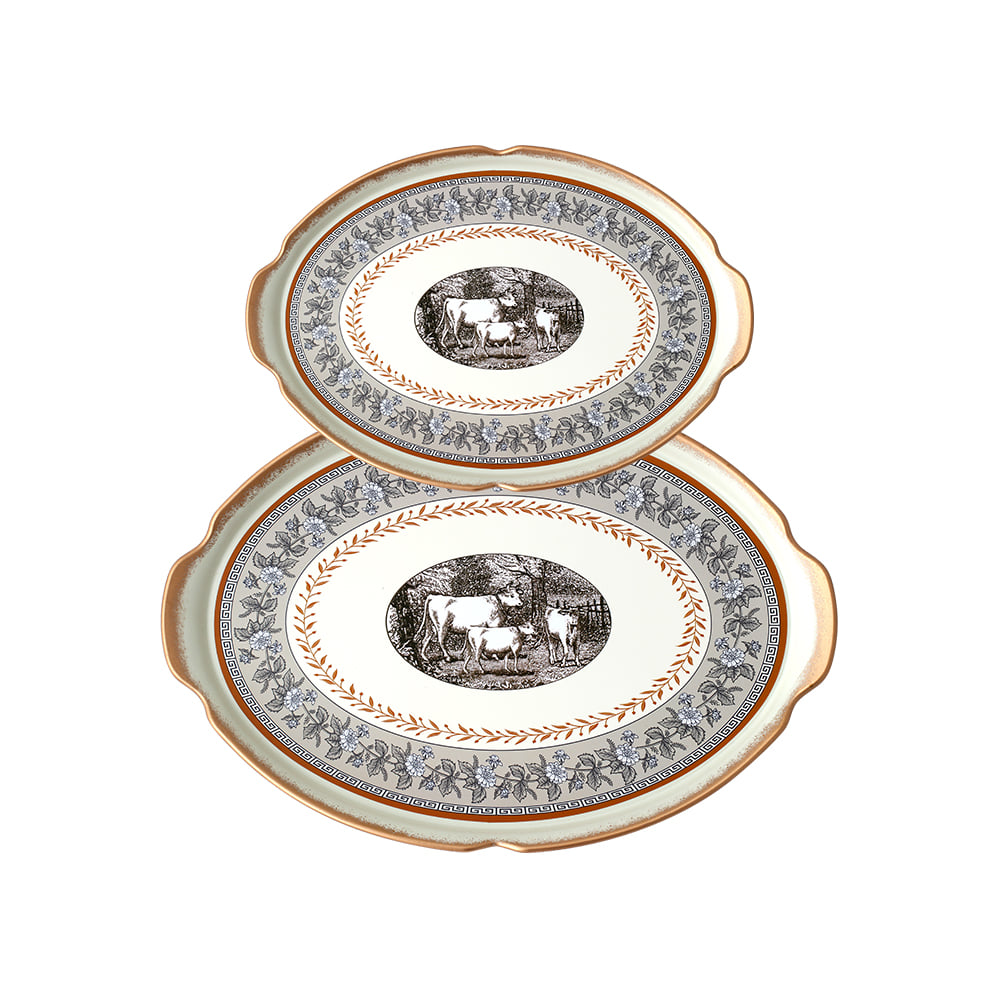 Cow 2P Set(Medium, Large) Marble, ABS
